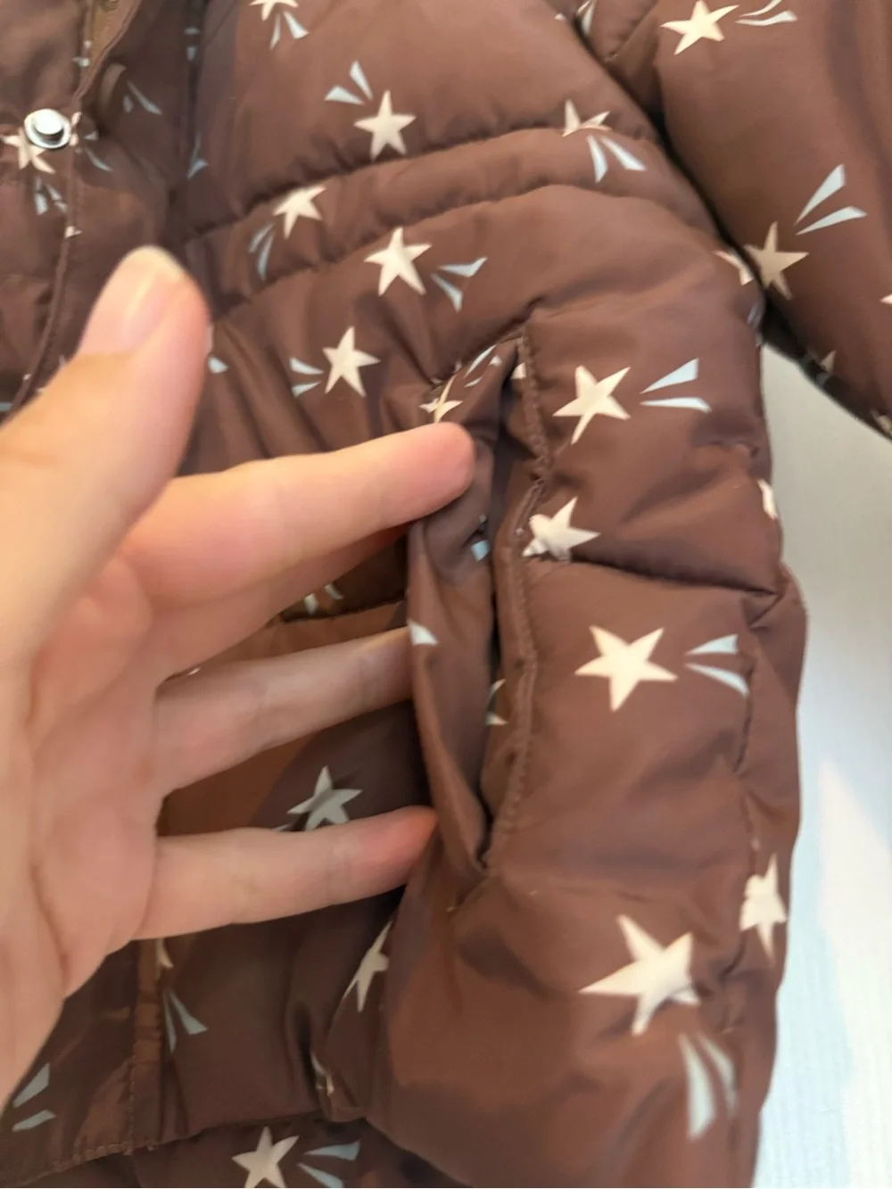 Rylee + Cru Puffer Jacket in Brown Shooting Stars
